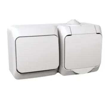 Akční Nabídka Cedar Plus IP44 - Zásuvka SCHUKO 230V 16A a přepínač střídavý řazení 6, bílá *WDE000504 Schneider