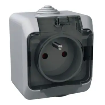 Cedar Plus IP44 - Zásuvka 230V 16A 2P+PE, šedá s čirým krytem *WDE000642 Schneider Akční Cena