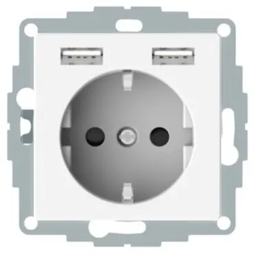 ELSO - Zásuvka SCHUKO 16A + 2x USB nabíječka 2.4A, čistě bílá *ELG365344 Schneider Super Cena