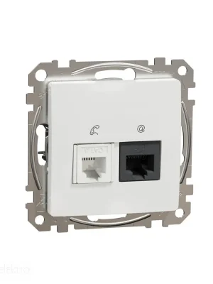 Expresní Doručení Sedna D/E - Datová zásuvka RJ45 kat.5e UTP + telefonní RJ11, Bílá *SDD111458 Schneider