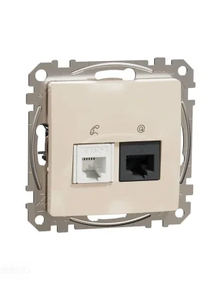 Sedna D/E - Datová zásuvka RJ45 kat.5e UTP + telefonní RJ11, Béžová *SDD112458 Schneider Expresní Doručení