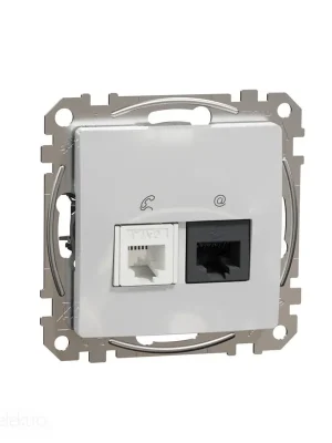 Nakupujte Hned Sedna D/E - Datová zásuvka RJ45 kat.6 UTP + telefonní RJ11, Aluminium *SDD113468 Schneider