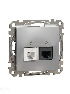 Ověřený Sedna D/E - Datová zásuvka RJ45 kat.5e UTP + telefonní RJ11, Aluminium *SDD113458 Schneider