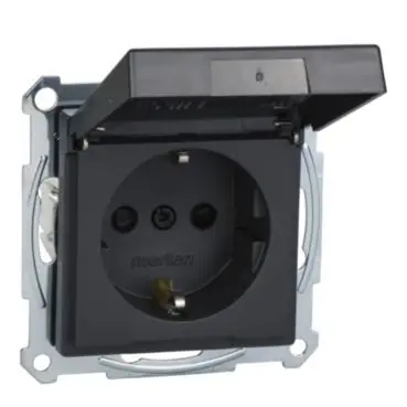 Merten - Zásuvka 250V/16A SCHUKO, bezšroubová, s víčkem IP44, System M, Antracit *MTN2314-0414 Schneider Cenová Bomba
