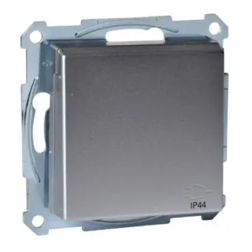 Merten - Zásuvka 250V/16A SCHUKO, bezšroubová, s víčkem IP44, System M, Aluminium *MTN2314-0460 Schneider Super Cena