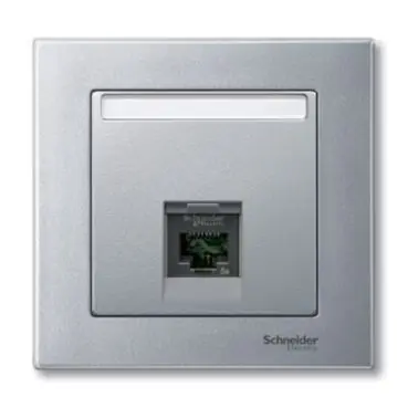 Rychlé Dodání Merten - Centrální deska pro datovou zásuvku 1xRJ45 Actassi S-One, System M, Aluminium *MTN465860 Schneider