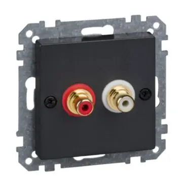 Merten - RCA audio zásuvka 2 konektory, System M, Antracit *MTN4350-0414 Schneider Nejlepší Volba