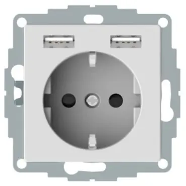 Merten - Zásuvka 250V/16A SCHUKO + 2x USB 2.4A, System M, Active *MTN2366-0325 Schneider Koupit Online