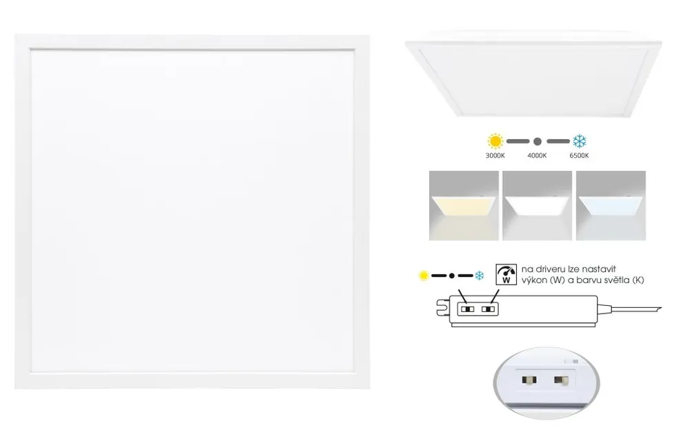 Jen Po Omezenou Doba Svítidlo MAXX LED-GPL-24W/CCT vestavný panel 24W 60x60cm 3000-4000-6500 kelvin nastavení svítivosti Ecolite