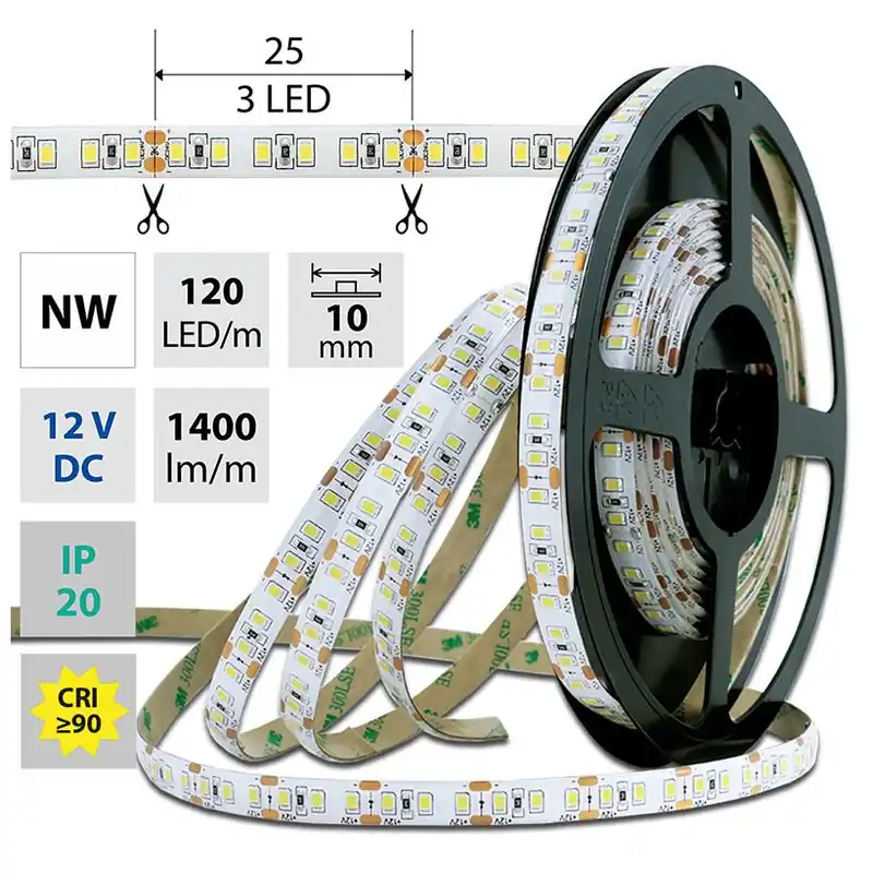 MCLED LED PÁSEK SMD2835 NW 120LED/M 14W/M 1400LM/M IP20 12VDC 10MM 50M ML-121.815.60.2 Super Cena