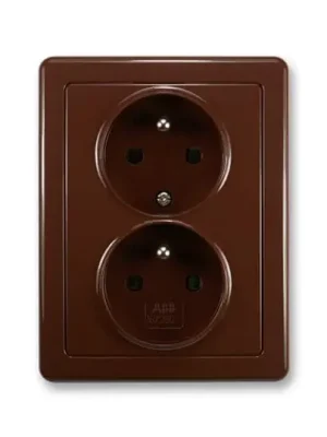 Poslední Šance ABB SWING Dvojzásuvka 5512G-C02349 H1 s ochrannými kolíky, hnědá