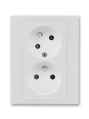 Rychlé Dodání ABB LEVIT Dvojzásuvka 5513H-C02357 16 s clonkami, s natočenou dutinou, IP40, šedá/bílá