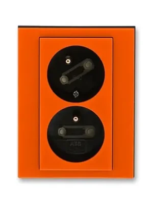 Super Cena ABB LEVIT Dvojzásuvka 5513H-C02357 66 s clonkami, s natočenou dutinou, IP40, oranžová/kouřová černá