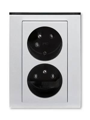 Pouze Dnes ABB LEVIT Dvojzásuvka 5513H-C02357 70 s clonkami, s natočenou dutinou, IP40, titanová/kouřová černá