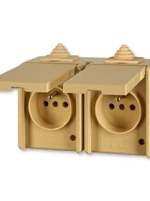 Přímo Od Výrobce ABB PRAKTIK Dvojzásuvka 5518-2069 D pro průběžnou montáž, IP44, béžová