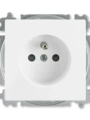 Poslední Šance ABB Zásuvka 5519B-A0235784,jednonásobná s ochr. kolíkem a clonkami, bezšroubová,studio bílá