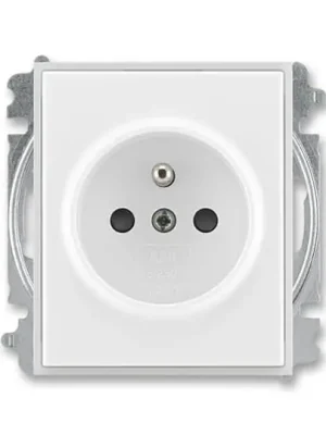 Nová Kolekce ABB Zásuvka ELEMENT, TIME 5519E-A02357 01,jednonásobná, chráněná, s clonkami, bezšroubová,ledová bílá