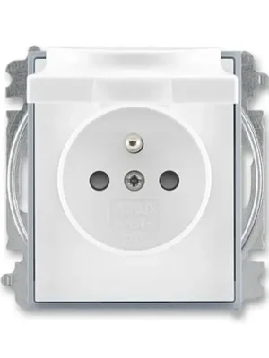 Originální ABB Zásuvka 5519E-A02397 04,jednonásobná, chráněná, s clonkami a víčkem, bezšroubová, bílá/ledová šedá