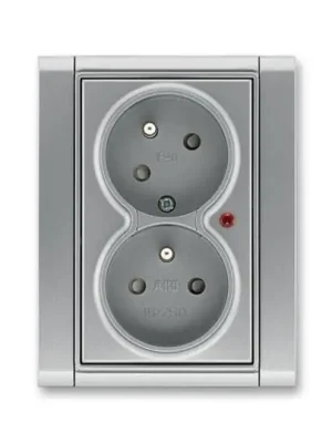 Omezená Nabídka ABB TIME Dvojzásuvka 5593F-C02357 36 s natočenou dutinou, s ochranou před přepětím a optickou signalizací poruchy, ocelová