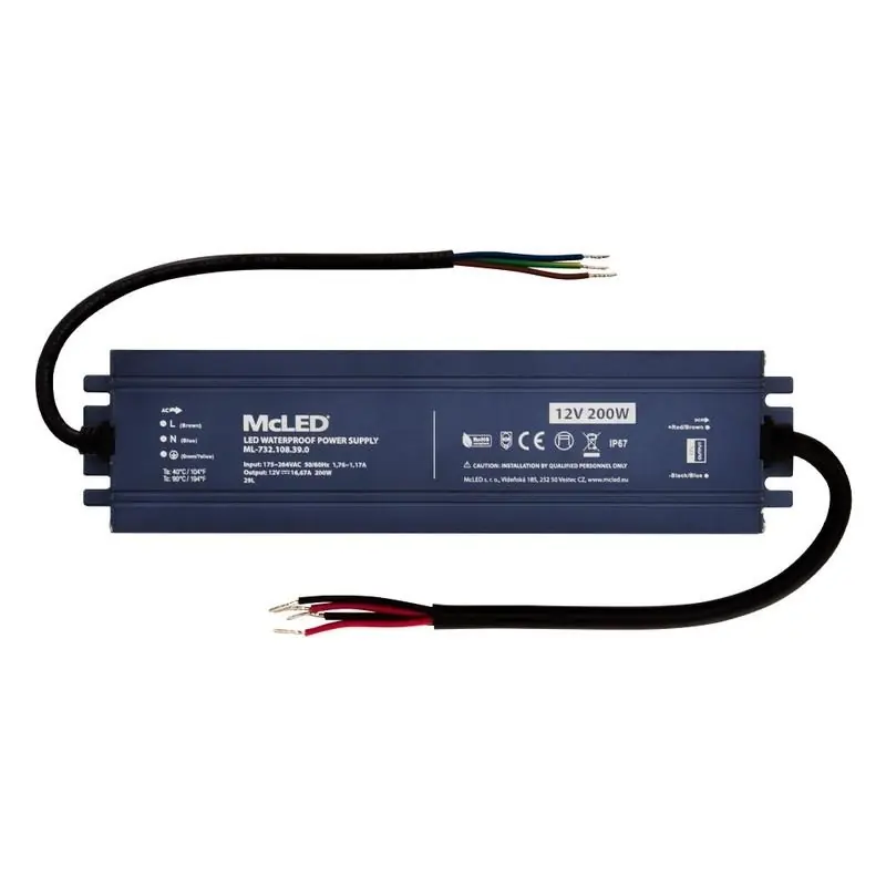 Finální Výprodej MCLED ZDROJ NAPÁJ. 200W DC12V 16,67A IP67 HLINÍK ML-732.108.39.0