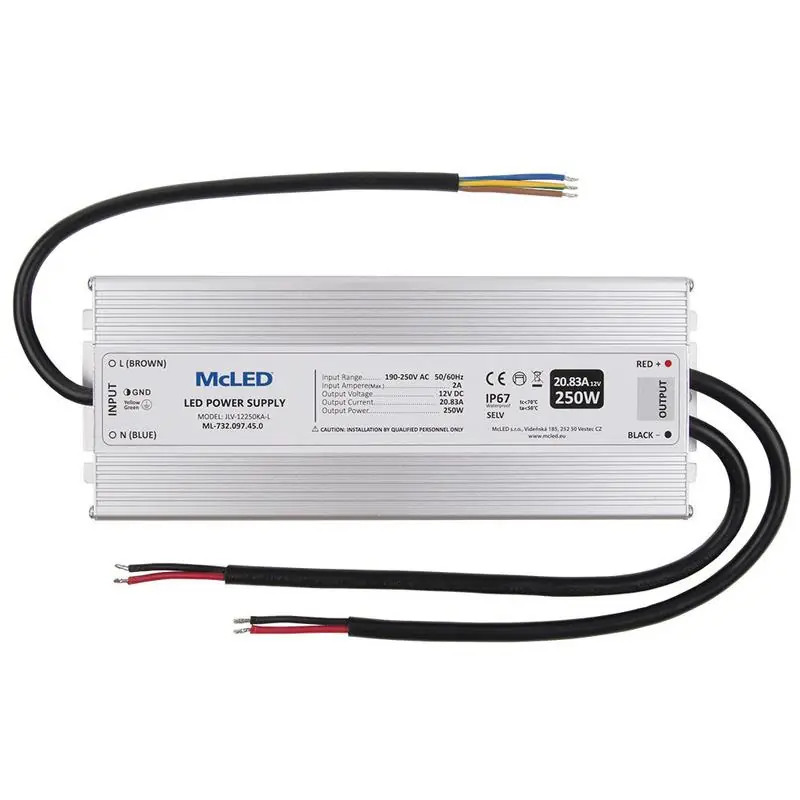 MCLED ZDROJ NAPÁJ. 250W DC12V/20,83A IP67 HLINÍKOVÝ ML-732.097.45.0 Přímo Od Výrobce