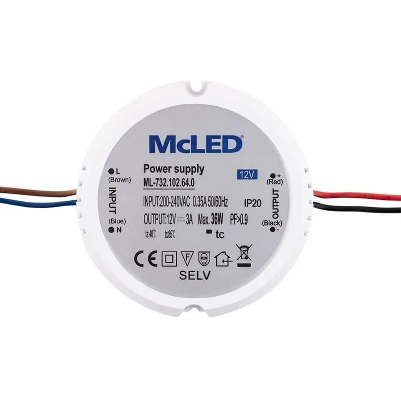 Přímo Od Výrobce MCLED ZDROJ NAPÁJ. 36W DC12V 3A IP20 DO KRABICE ML-732.102.64.0