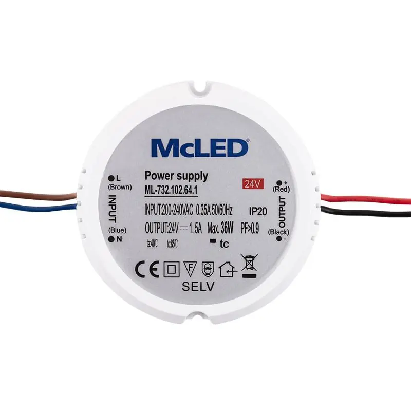 MCLED ZDROJ NAPÁJ. 36W DC24V 1,5A IP20 DO KRABICE ML-732.102.64.1 Zlevněný