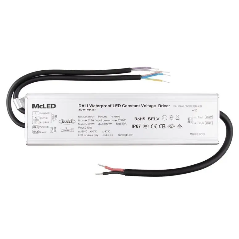 DALI stmívatelný zdroj McLED 240W, DC24V/10A, IP67, kov ML-941.024.75.1 Nová Kolekce