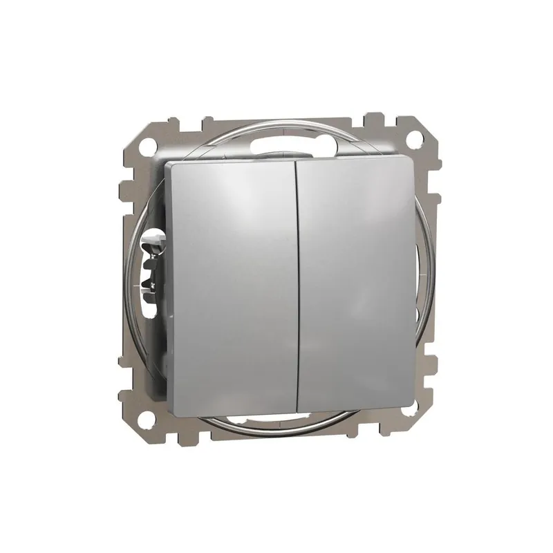 Dokud Zásoby Vydrží SDD113108 Sedna D/E - Přepínač dvojitý střídavý řazení 6+6, Aluminium