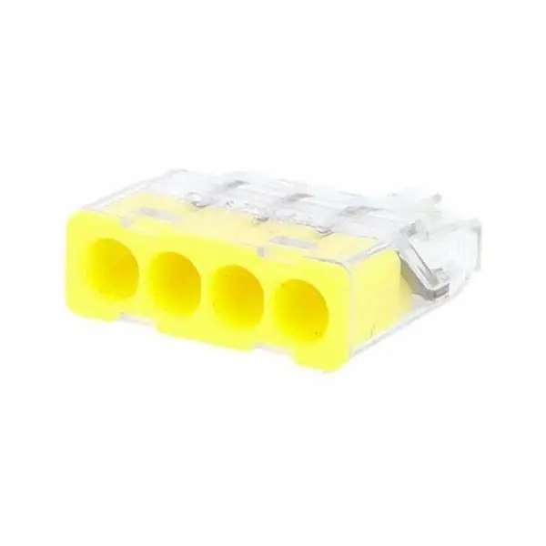 1014682 Svorka krabicová miniaturní PC214S bezšroubová 4x 0,2-2,5 mm2, transparentní/žlutá Top Prodej