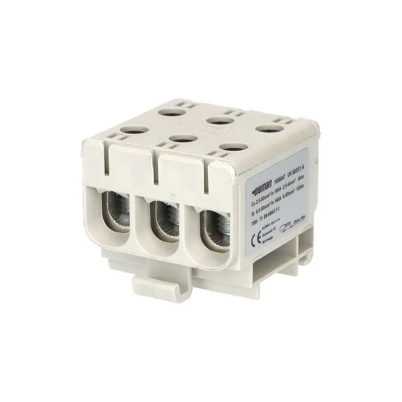 Cenově Výhodný 1006647 Svorka univerzální UK 50/3x1 A, 160A, 3pól., AL/CU, krytá, šedá, na DIN