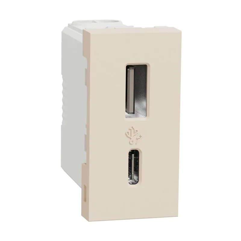 Cenový Hit NU301644 Unica - Dvojitý nabíjecí USB konektor A+C 2.4A, 1M, Béžový