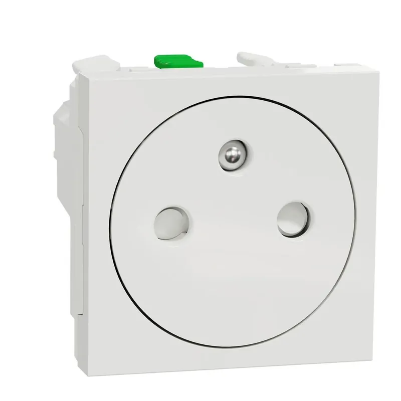NU305218E Unica - Zásuvka skrytá 250V/16A 2P+E, clonky, bezšroubová, Bílá Novinka