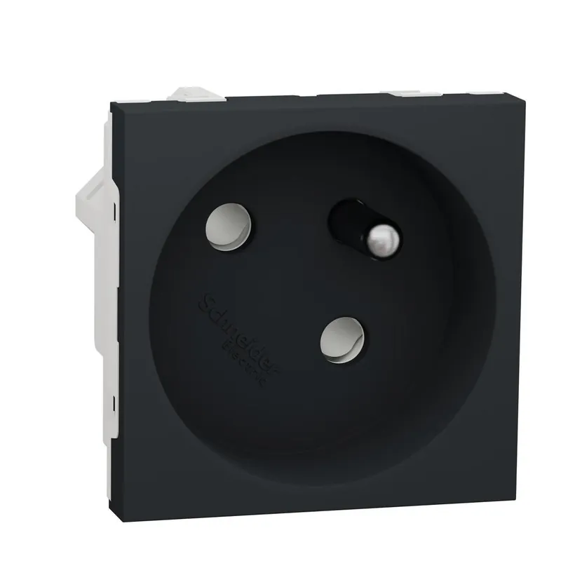 Finální Výprodej NU304954 Unica - Zásuvka 45º 250V/16A 2P+E, clonky, bezšroubová, Antracit