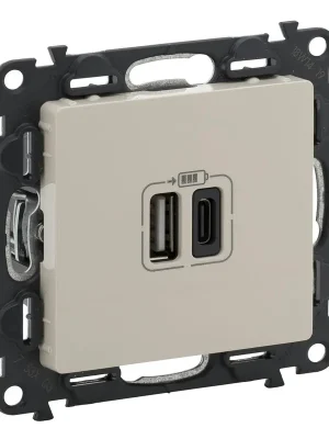 Odeslání Ihned 753206 VALL DVOJITÁ NABÍJEČKA USB A+C BÉŽ.