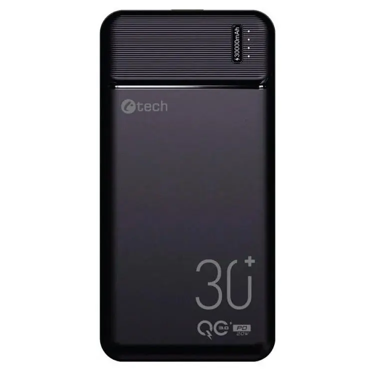 Must-Have Powerbanka C-tech 30000mAh, Li-Pol, 20W, USB-C/USB-A/micro USB