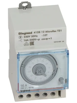 LEGRAND Hodiny spínací 412812 Analogové denní bez zálohy 3M 16A 230V IP20 Víkendová Akce