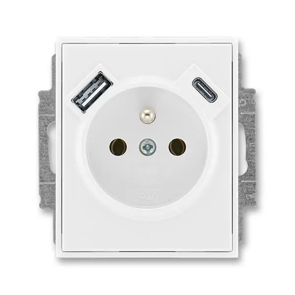 Odeslání Ihned 5569E-A32357 03 Zásuvka 1násobná s kolíkem, s clonkami, s nabíjením USB-A, USB-C