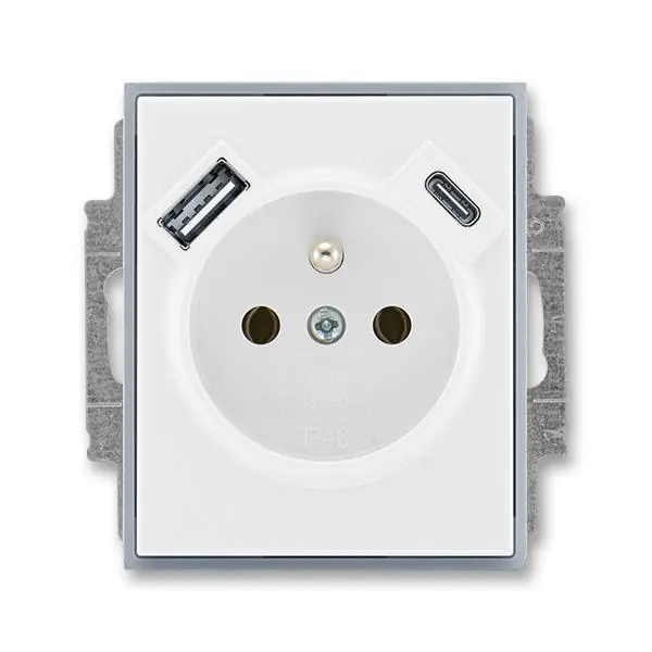 5569E-A32357 04 Zásuvka 1násobná s kolíkem, s clonkami, s nabíjením USB-A, USB-C Nejlepší Volba