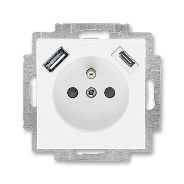 Sleva 5569H-A32357 03 Zásuvka 1násobná s kolíkem, s clonkami, s nabíjením USB-A, USB-C