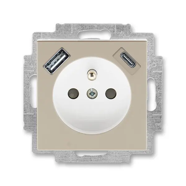 Zlevněný 5569H-A32357 18 Zásuvka 1násobná s kolíkem, s clonkami, s nabíjením USB-A, USB-C