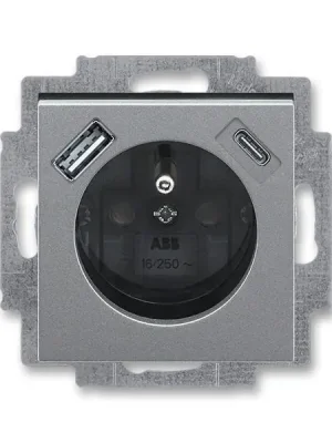 Rychlé Dodání 5569H-A32357 69 Zásuvka 1násobná s kolíkem, s clonkami, s nabíjením USB-A, USB-C