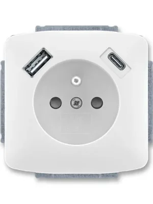 Poslední Šance 5569A-A32357 B Zásuvka 1násobná s kolíkem, s clonkami, s nabíjením USB-A, USB-C