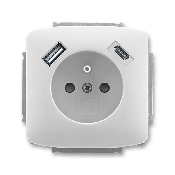 5569A-A32357 S Zásuvka 1násobná s kolíkem, s clonkami, s nabíjením USB-A, USB-C Akční Cena