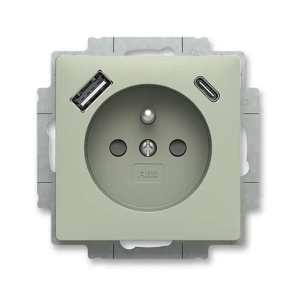Vrácení Zdarma 5569T-A32357 243 Zásuvka 1násobná s kolíkem, s clonkami, s nabíjením USB-A, USB-C