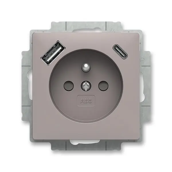 Značkový 5569T-A32357 244 Zásuvka 1násobná s kolíkem, s clonkami, s nabíjením USB-A, USB-C