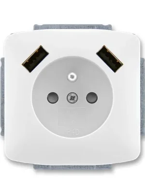 5569A-A22357 B Zásuvka 1násobná s kolíkem, s clonkami, s nabíjením 2x USB Autentický