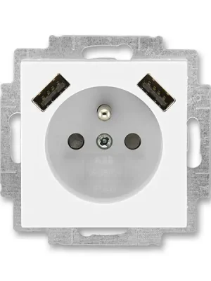 5569H-A22357 01 Zásuvka 1násobná s kolíkem, s clonkami, s nabíjením 2x USB Poslední Šance