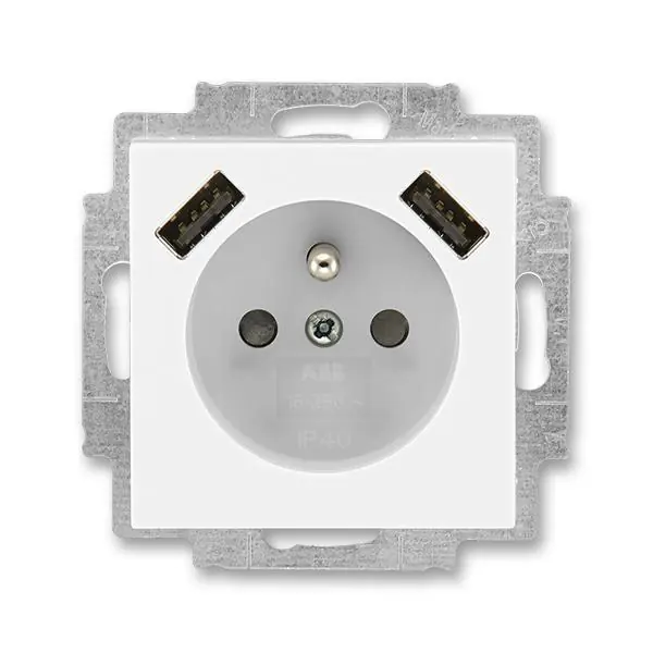 5569H-A22357 01 Zásuvka 1násobná s kolíkem, s clonkami, s nabíjením 2x USB Poslední Šance