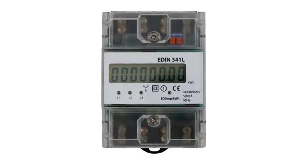 Elektroměr EDIN 341L - 5-80A, třífázový, 1-tarifní s LCD displejem, IP20 Finální Výprodej